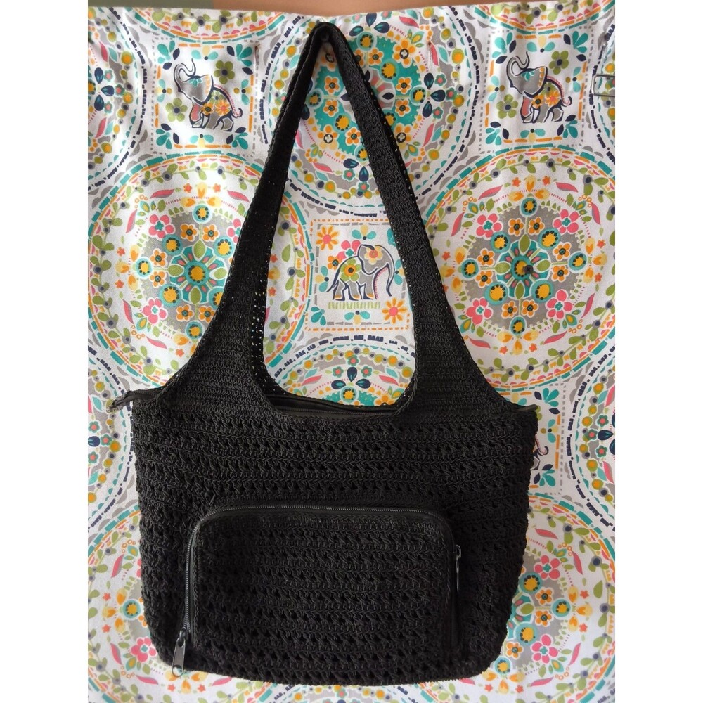 Amanda Smith Woven Purse Handbag Black Goth Y2K Office Vacation